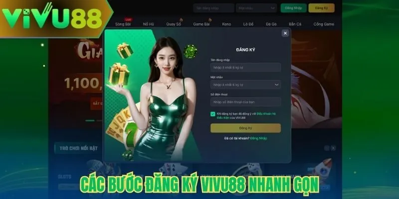 Các bước đăng ký Vivu88 nhanh gọn